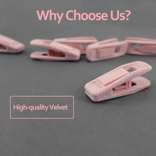 Light Pink Velvet Hangers - Strong Finger Clips for Thin Hangers, Perfect for Suits, Skirts, Pants & Baby V1258-DP02-E-797