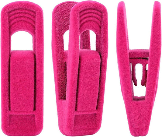 Hot Pink Velvet Hangers Clips, Pants Hangers Velvet Clips, Strong Finger Clips Perfect for Thin Velvet V1258-DP02-E-798