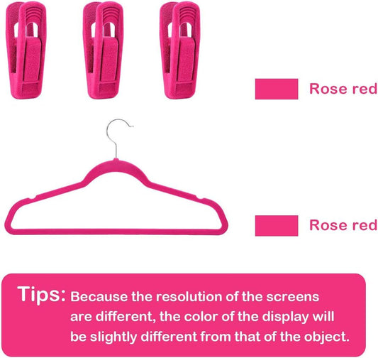 Hot Pink Velvet Hangers Clips, Pants Hangers Velvet Clips, Strong Finger Clips Perfect for Thin Velvet V1258-DP02-E-798
