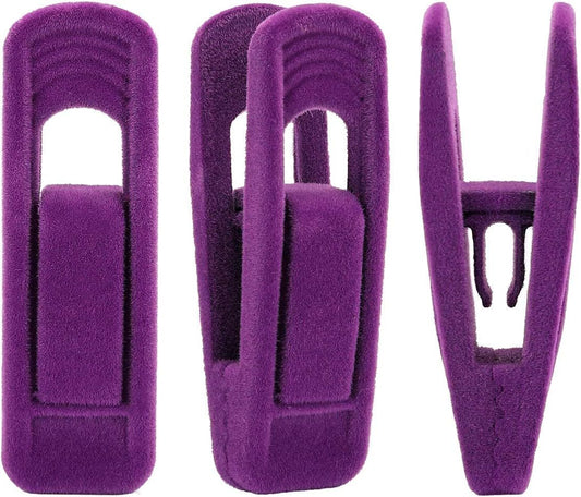 Purple Velvet Hangers Clips, Pants Hangers Velvet Clips, Strong Finger Clips Perfect for Thin Velvet Hangers V1258-DP02-E-799