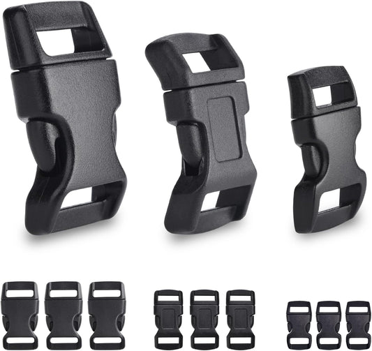 CooBigo 60 Pack Paracord Bracelets Buckles, 5/8, 1/2 and 3/8 Inch Contoured Paracord Buckles, Plastic Side V1258-DP02-E-8