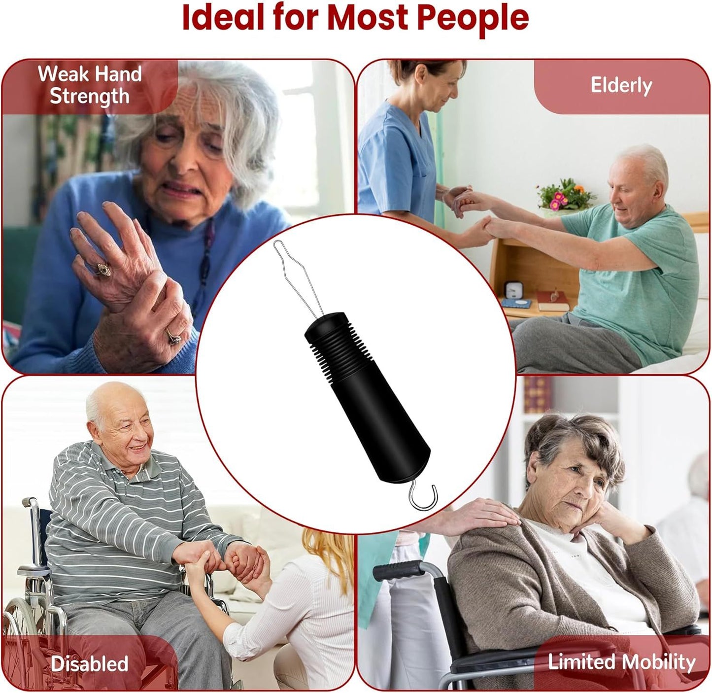 Button Hook with Zipper Pull, Button Assist Tool, Button Hook for Seniors, Disabled, Limited Hand Mobility, V1258-DP02-E-803