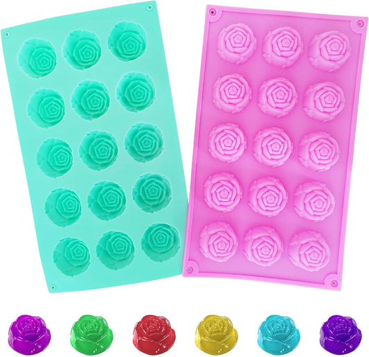 2 Pcs Rose Mold Silicone, Non-Stick Soap Molds, Reusable Heat-Resistant Flower Molds Silicone for Handmade V1258-DP02-E-804