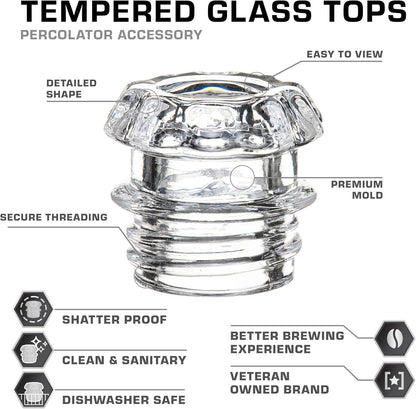Coffee Percolator Glass Top Replacement - (Pack of 2) V1258-DP02-E-808