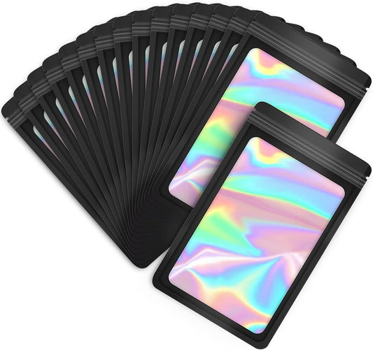 EONJOE 100-Pack 4x6 Inch Mylar Bags Resealable Holographic Packaging Bag Jewelry Candy Sample Food Treat V1258-DP02-E-81
