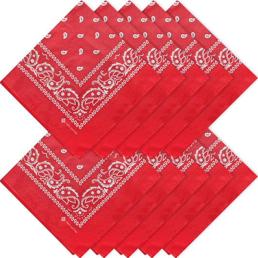 100% Cotton & Natural Fibers Bandana Scarf - Soft, Durable, Machine Washable - Unisex for Men & Women - 10 V1258-DP02-E-810