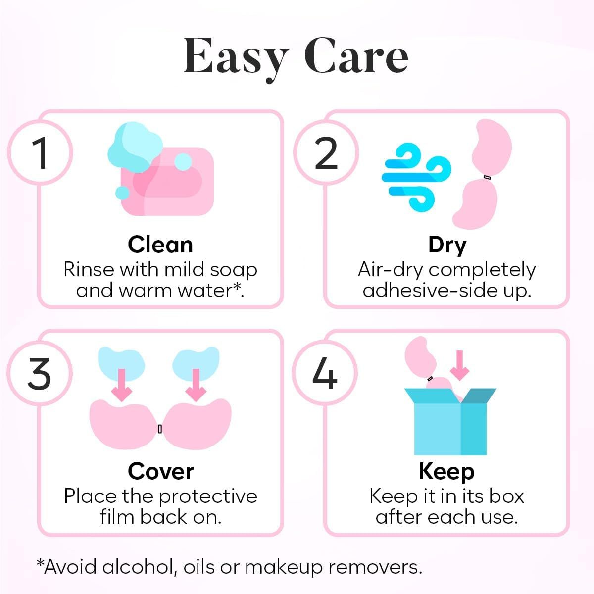Sticky Bra Push Up - Backless, 2 Pair Invisible Adhesive Strapless Bra with Clip - A-D Cup V1258-DP02-E-811