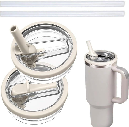 2 Pack 40oz LeakProof Tumbler Flip Straw StanleyLid Replacement Tumbler Quencher, Leak Proof Splash Resistant V1258-DP02-E-815