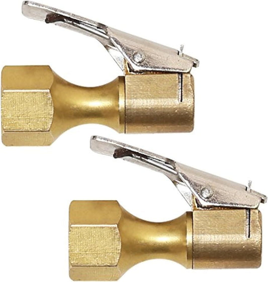 2 Pack Open Flow Straight Lock-On Air Chuck with Clip for Tire Inflator V1258-DP02-E-817
