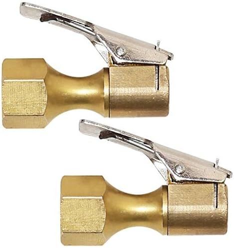 2 Pack Open Flow Straight Lock-On Air Chuck with Clip for Tire Inflator V1258-DP02-E-817