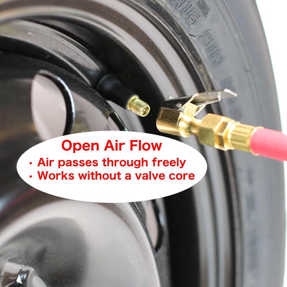 2 Pack Open Flow Straight Lock-On Air Chuck with Clip for Tire Inflator V1258-DP02-E-817