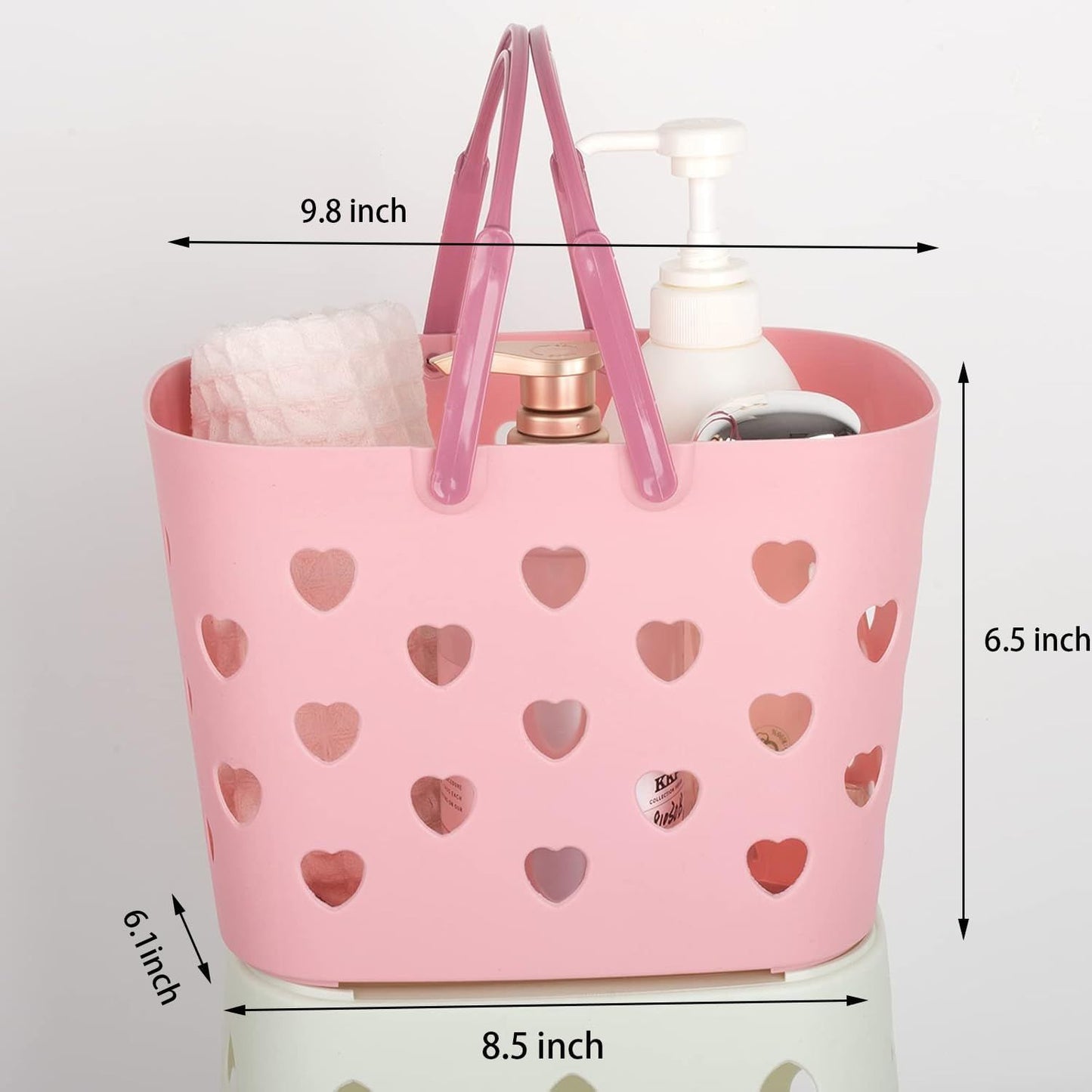 Portable Shower Caddy Tote Plastic Storage Basket with Handle Box Organizer Bin for Bathroom, Pantry, V1258-DP02-E-820