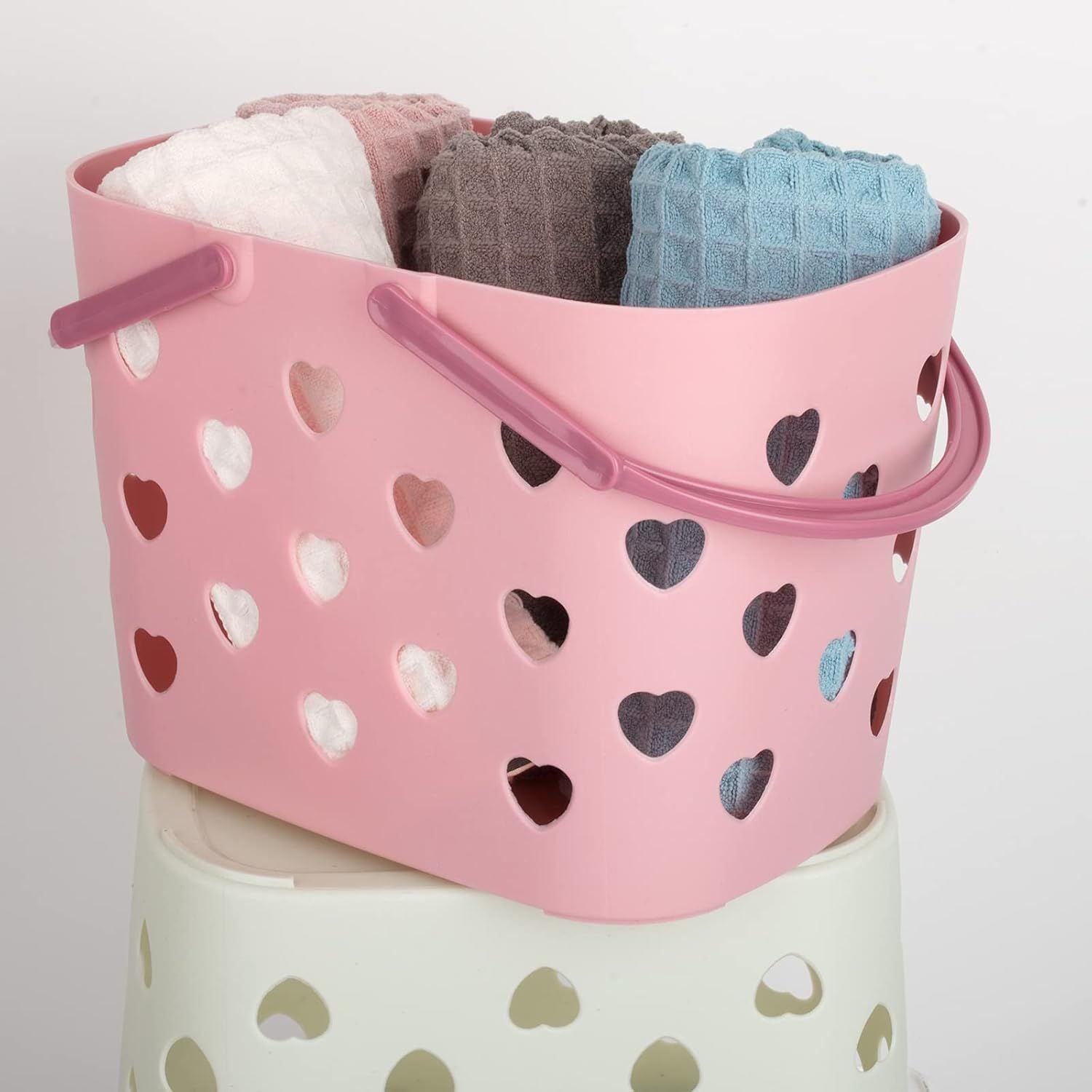 Portable Shower Caddy Tote Plastic Storage Basket with Handle Box Organizer Bin for Bathroom, Pantry, V1258-DP02-E-820