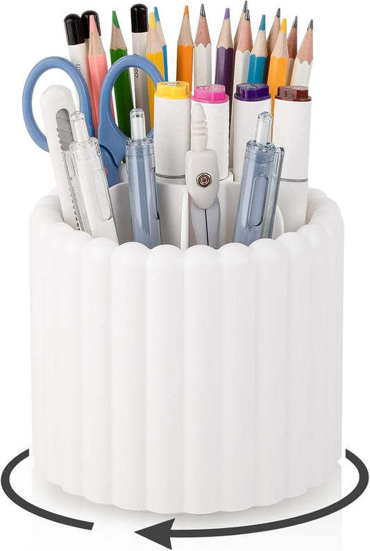 360 degrees Rotating Pen Holder 7 Slots Desk Organizer Removable Pencil Cup Plastic Art Supplies and V1258-DP02-E-821