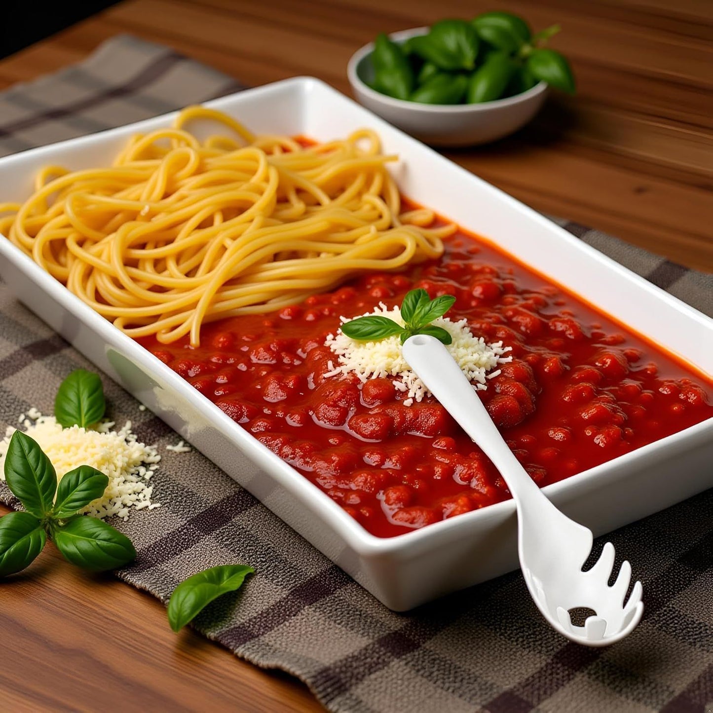 1 Pc White Pasta Fork - Teeth Spaghetti Spoon, Kitchen Noodle Fork Spoon, Spaghetti Fork Server V1258-DP02-E-823