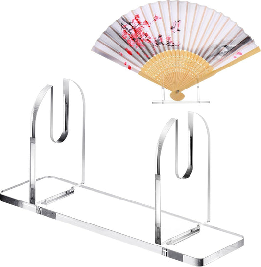 2 Pcs Acrylic Fan Display Stand Folding Clear Fan Holder Easel Japanese Chinese Hand Fan Stand Foldable V1258-DP02-E-824