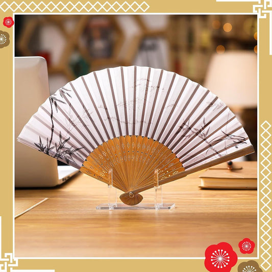 2 Pcs Acrylic Fan Display Stand Folding Clear Fan Holder Easel Japanese Chinese Hand Fan Stand Foldable V1258-DP02-E-824