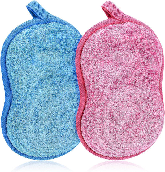 2Pcs Soft Bath Sponge, Cotton Shower Sponge Absorbent Gentleness Exfoliating Body Scrubber Shower Skin V1258-DP02-E-826