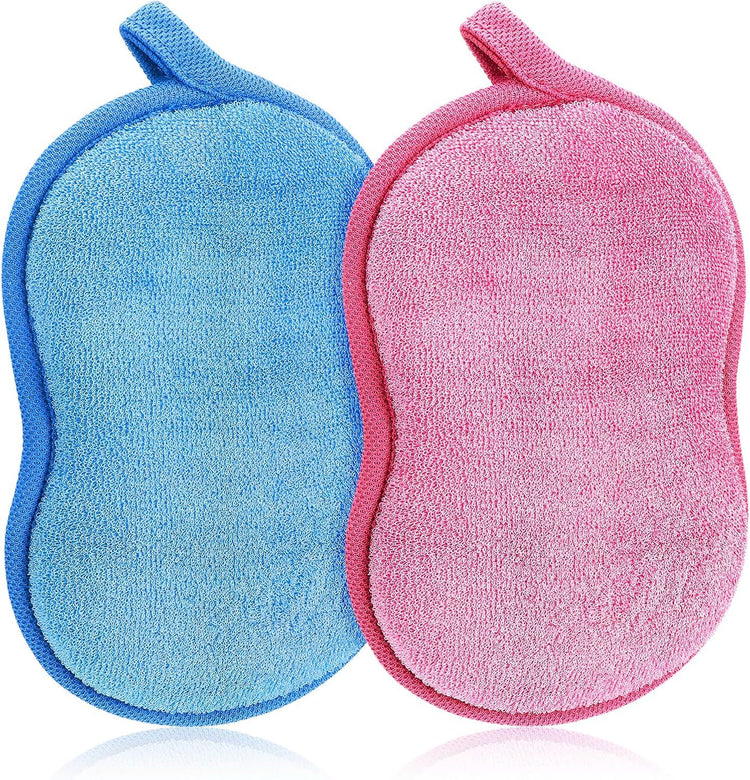 2Pcs Soft Bath Sponge, Cotton Shower Sponge Absorbent Gentleness Exfoliating Body Scrubber Shower Skin V1258-DP02-E-826