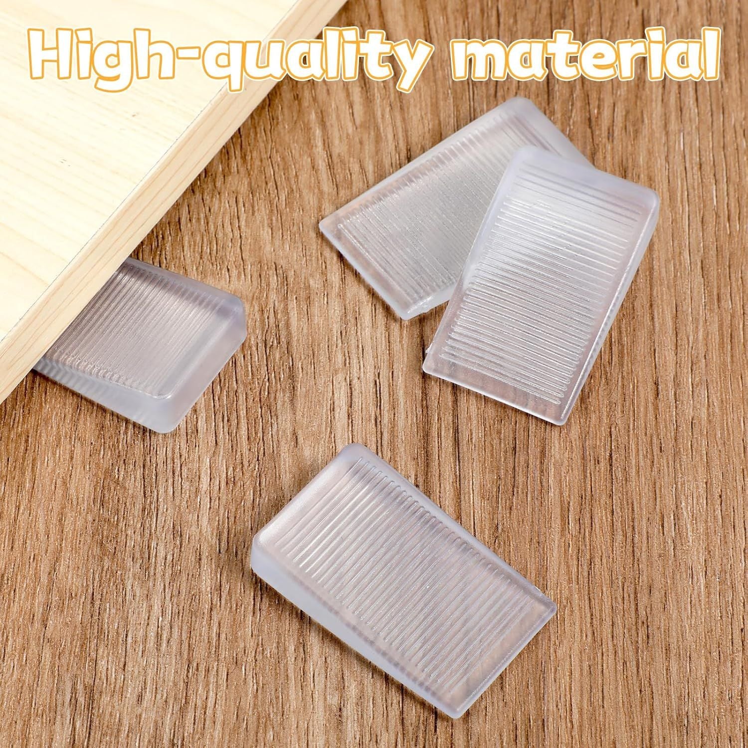 4 Pack Rubber Door Stop, Wedge Thin Door Stoppers for Bottom of Doors Clear Non-Scratching Doorstops Sturdy V1258-DP02-E-829