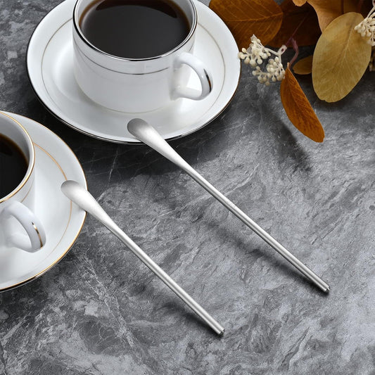 5Inch/12.8cm Coffee Stirrers Spoon,Silver Stainless Steel 304# Coffee Stir Sticks,Round Solid Handle Cocktail V1258-DP02-E-831