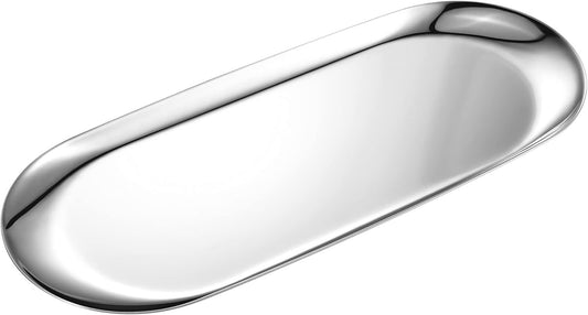 Silver Oval Vanity Tray, Stainless Steel Jewelry Tray, Bathroom Tray, Makeup Cosmetic Trays,Towel Napkin V1258-DP02-E-832