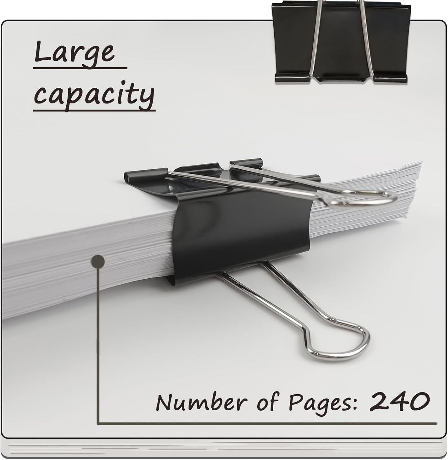 3-Inch Extra-Large Binder Clips - Heavy-Duty Black Paper Clamps, 75mm Width, 8-Count Set for Office V1258-DP02-E-835