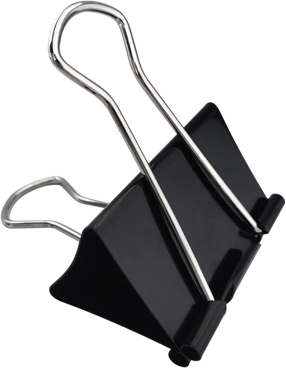 Extra Large Binder Clips 2.4-Inch (12 Pack), Big Paper Clamps for Office Supplies, Black V1258-DP02-E-836