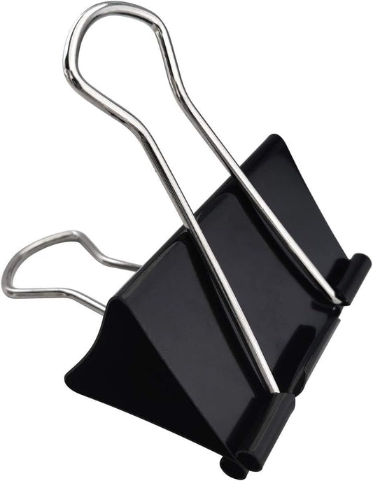 Extra Large Binder Clips 2.4-Inch (12 Pack), Big Paper Clamps for Office Supplies, Black V1258-DP02-E-836
