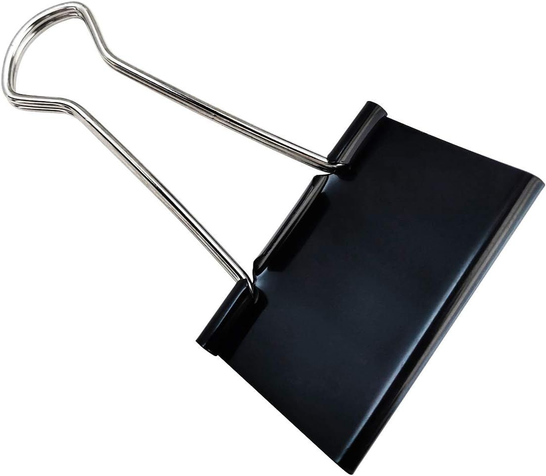 Extra Large Binder Clips 2.4-Inch (12 Pack), Big Paper Clamps for Office Supplies, Black V1258-DP02-E-836