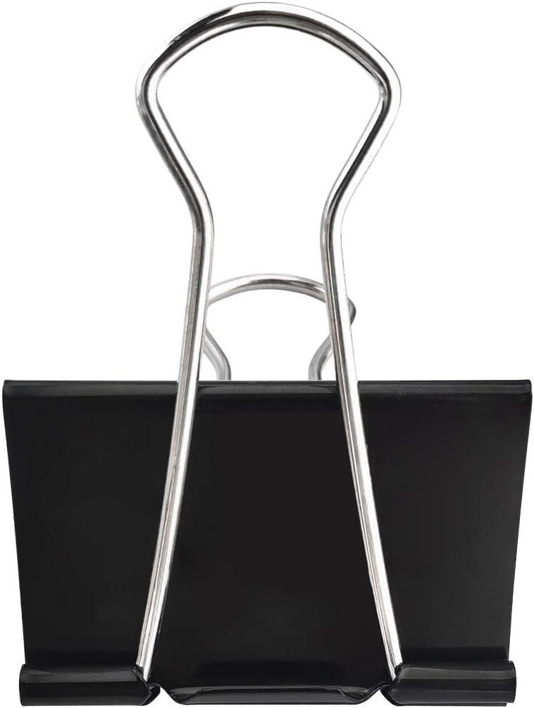 Extra Large Binder Clips 2.4-Inch (12 Pack), Big Paper Clamps for Office Supplies, Black V1258-DP02-E-836