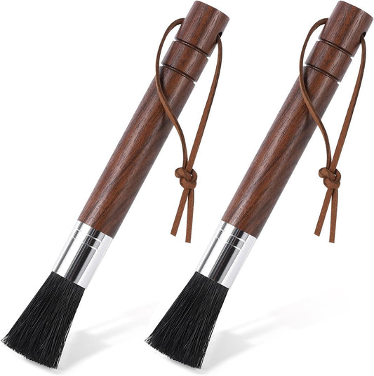 2-Pack Coffee Grinder Cleaning Brush with Natural Walnut Wood Handle and Black Boar Bristle, Coffee Bar V1258-DP02-E-84