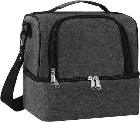 Lunch Bag for Women and Men - Reusable, Leakproof, and Insulated Double Deck Design for Picnic, Hiking, V1258-DP02-E-86