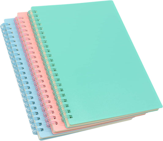 Yansanido Spiral Notebook, 3 Pcs A5 Thick Plastic Hardcover 8mm Ruled 3 Color 80 Sheets -160 Pages Journals V1258-DP02-E-87