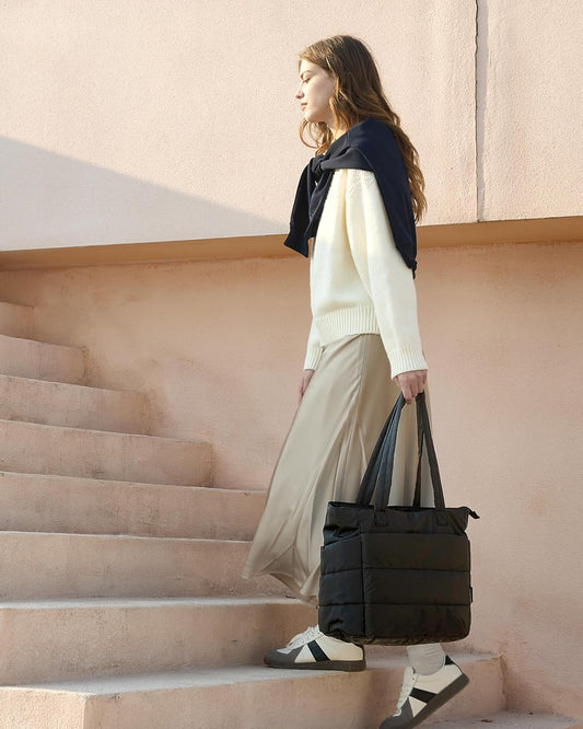 Tote Bag for Women, Lightweight Puffy Tote Bag with Compartments Shoulder Bag Handbag for Travel, Work, Gym | V1258-DP02-F-1