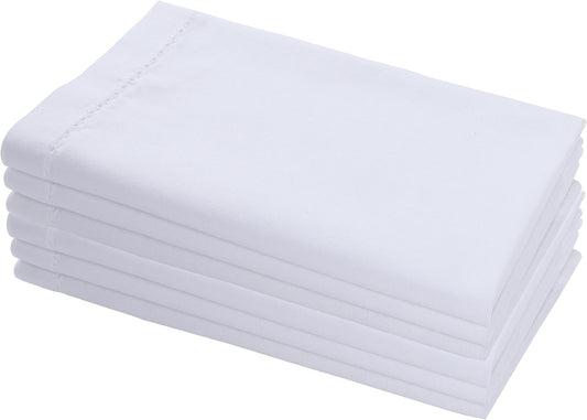 AMOUR INFINI Hemstitched-Flax Linen Cotton -White Napkins Set of 6 - Soft Dinner Napkins with Hemmed Edges, V1258-DP02-F-103