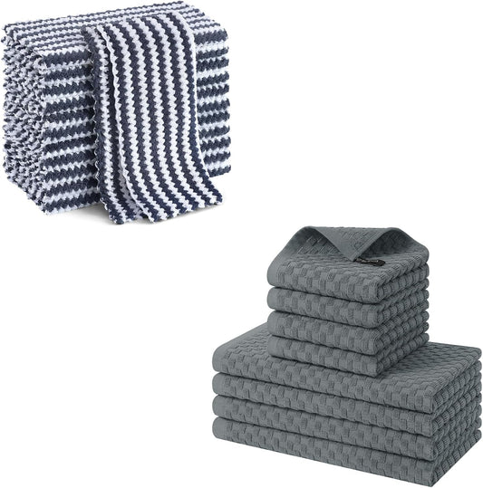 Homaxy 12 Pack Kitchen Dish Cloths(10 x 10 inches, Dark Grey), Ultra Soft and Absorbent Dish Towels and 100% V1258-DP02-F-123