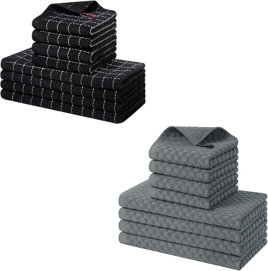 Homaxy Kitchen Towels and Dishcloths Set, 12 x 12 and 13 x 28 Inches, Set of 8 Bulk Cotton Terry Kitchen V1258-DP02-F-128