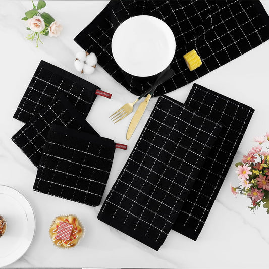 Homaxy Kitchen Towels and Dishcloths Set, 12 x 12 and 13 x 28 Inches, Set of 8 Bulk Cotton Terry Kitchen V1258-DP02-F-128