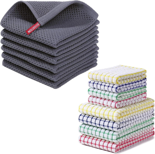 Homaxy 100% Cotton Waffle Weave Kitchen Dish Cloths (12 x 12 Inches, 6-Pack, Dark Grey), Kitchen Towels and V1258-DP02-F-135