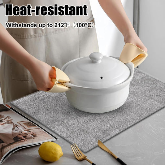 Homaxy Faux Leather Heat Resistant Placemats, 11.8" x 17" Retangle Table Mats with Diameter 13 and 3 V1258-DP02-F-139