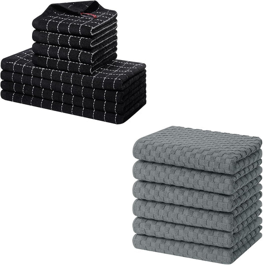 Homaxy Kitchen Towels and Dishcloths Set, 12 x 12 and 13 x 28 Inches, Set of 8 Bulk Cotton Terry Kitchen V1258-DP02-F-143