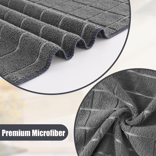 Homaxy Microfiber Kitchen Towels and Dishcloths Set, 12 Pack Soft and Absorbent Dish Hand Towels Bulk, 28 x V1258-DP02-F-145