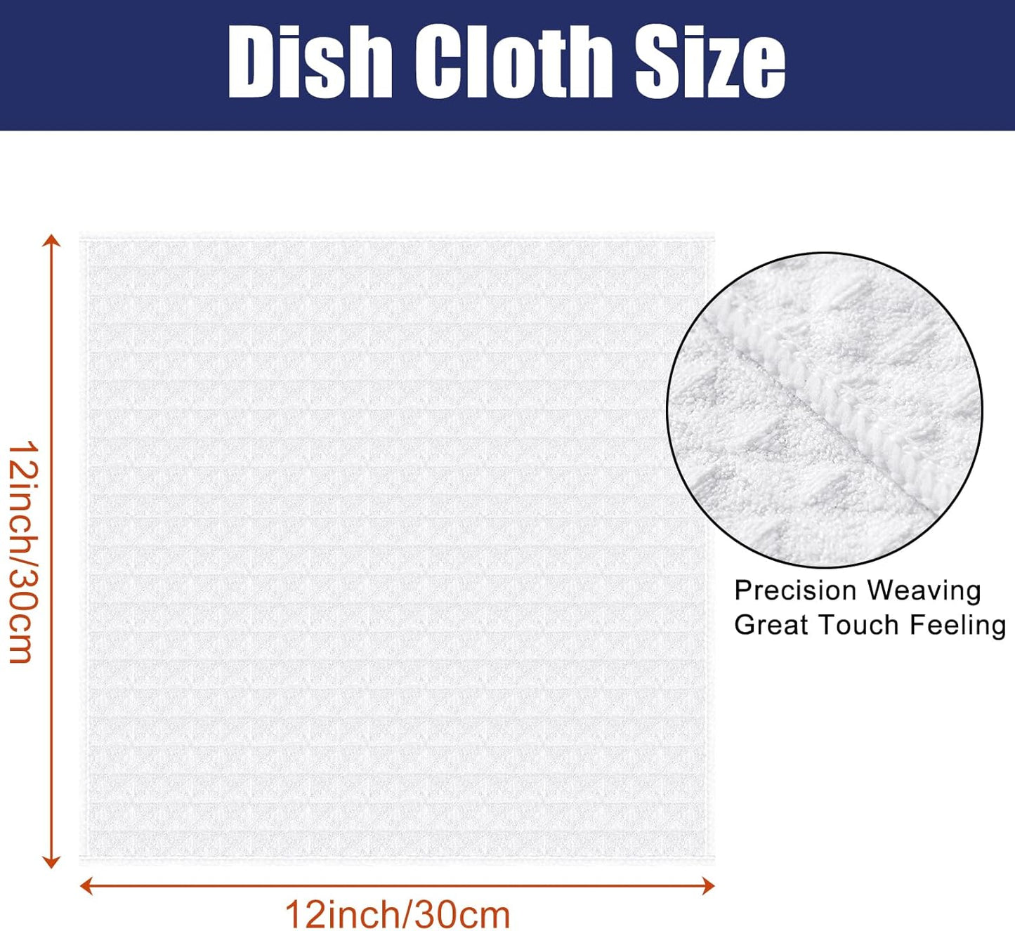 Homaxy Microfiber Waffle Weave Kitchen Dish Cloths(6 Pack, White), 12 x 12 Inch Ultra Absorbent and Terry V1258-DP02-F-149