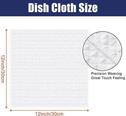 Homaxy Microfiber Waffle Weave Kitchen Dish Cloths(6 Pack, White), 12 x 12 Inch Ultra Absorbent and Terry V1258-DP02-F-149