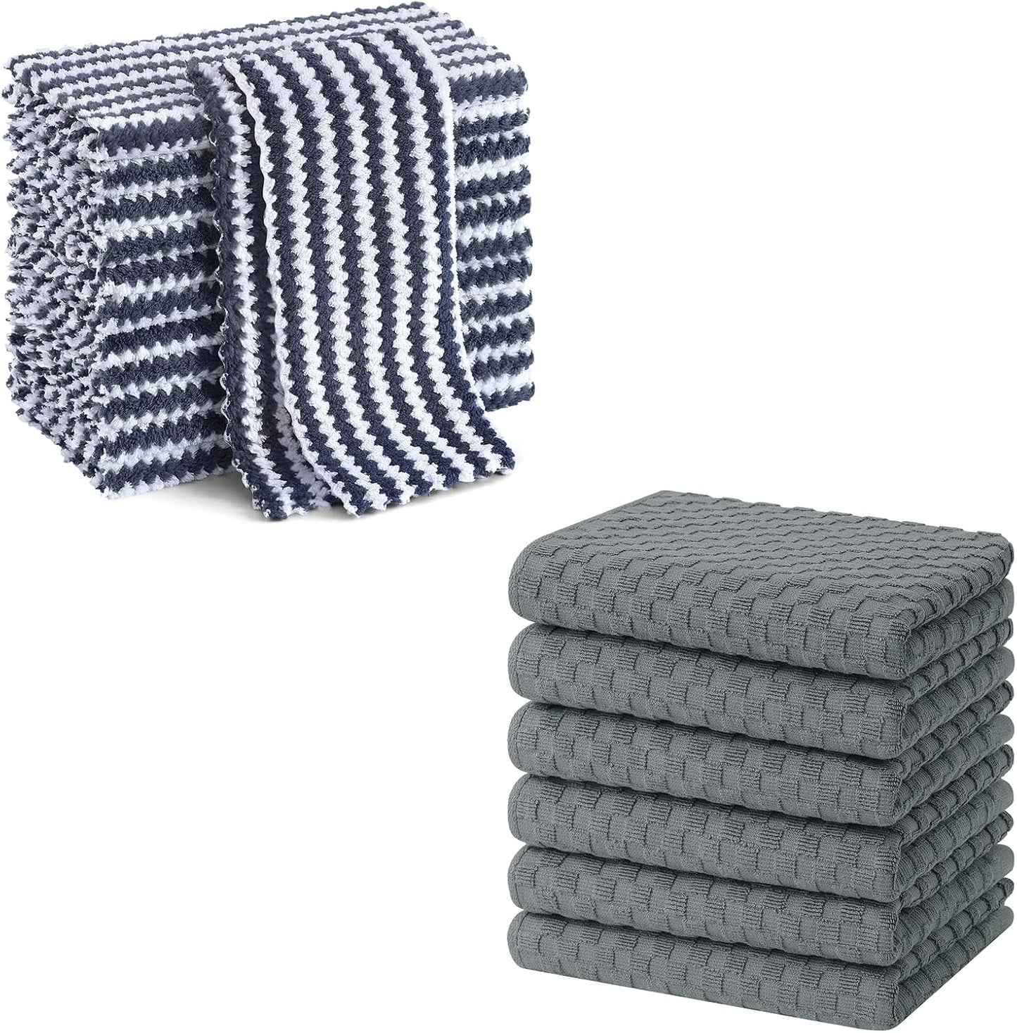 Homaxy 12 Pack Kitchen Dish Cloths(10 x 10 inches, Dark Grey), Reusable Fast Drying Microfiber Cleaning Cloth V1258-DP02-F-152
