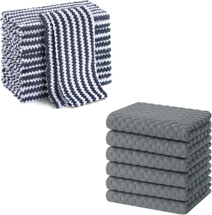Homaxy 12 Pack Kitchen Dish Cloths(10 x 10 inches, Dark Grey), Reusable Fast Drying Microfiber Cleaning Cloth V1258-DP02-F-152