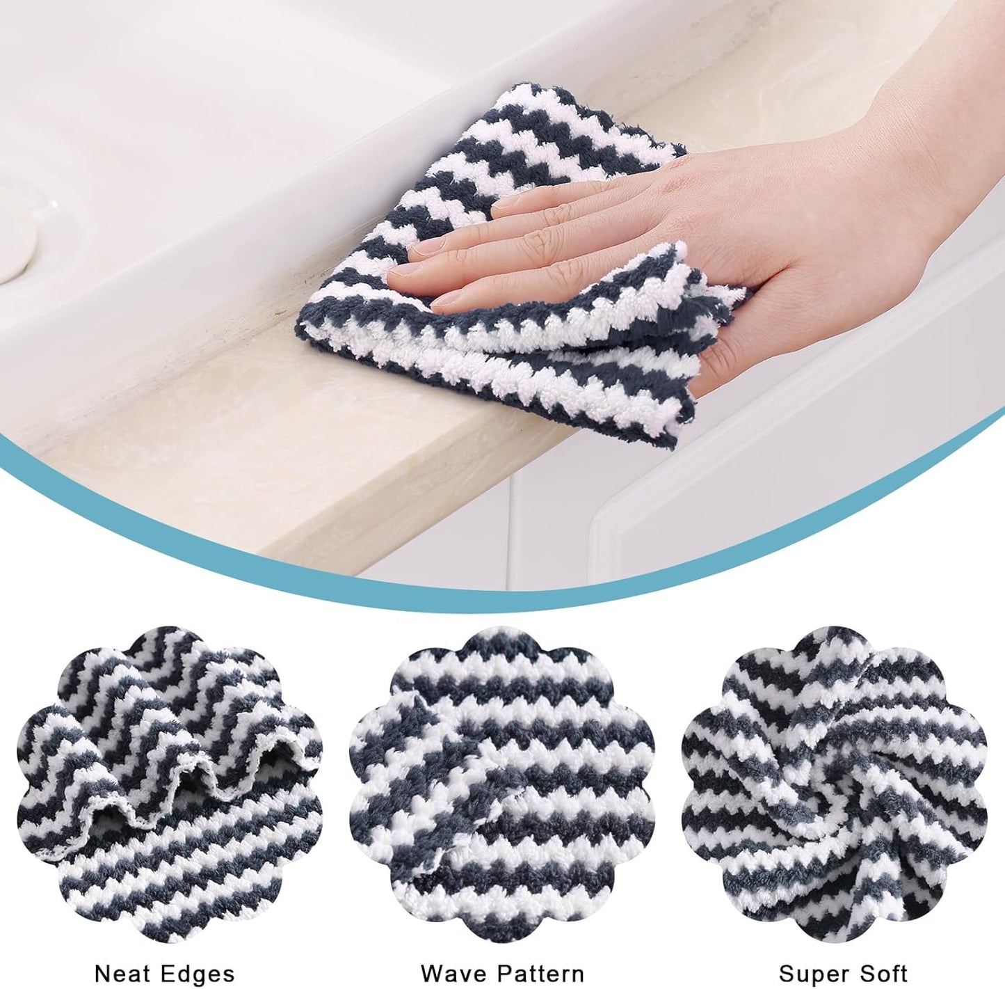 Homaxy 12 Pack Kitchen Dish Cloths(10 x 10 inches, Dark Grey), Reusable Fast Drying Microfiber Cleaning Cloth V1258-DP02-F-152