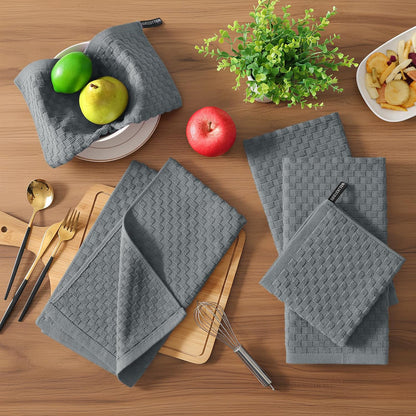 Homaxy 12 Pack Kitchen Dish Cloths(10 x 10 inches, Dark Grey), Reusable Fast Drying Microfiber Cleaning Cloth V1258-DP02-F-152