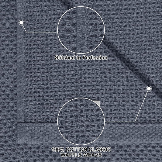 Homaxy Dishcloths Set, 12 x 12 Inches and 13 x 28 Inches, Set of 8 Bulk Kitchen Towels Set, Dark Grey and V1258-DP02-F-154